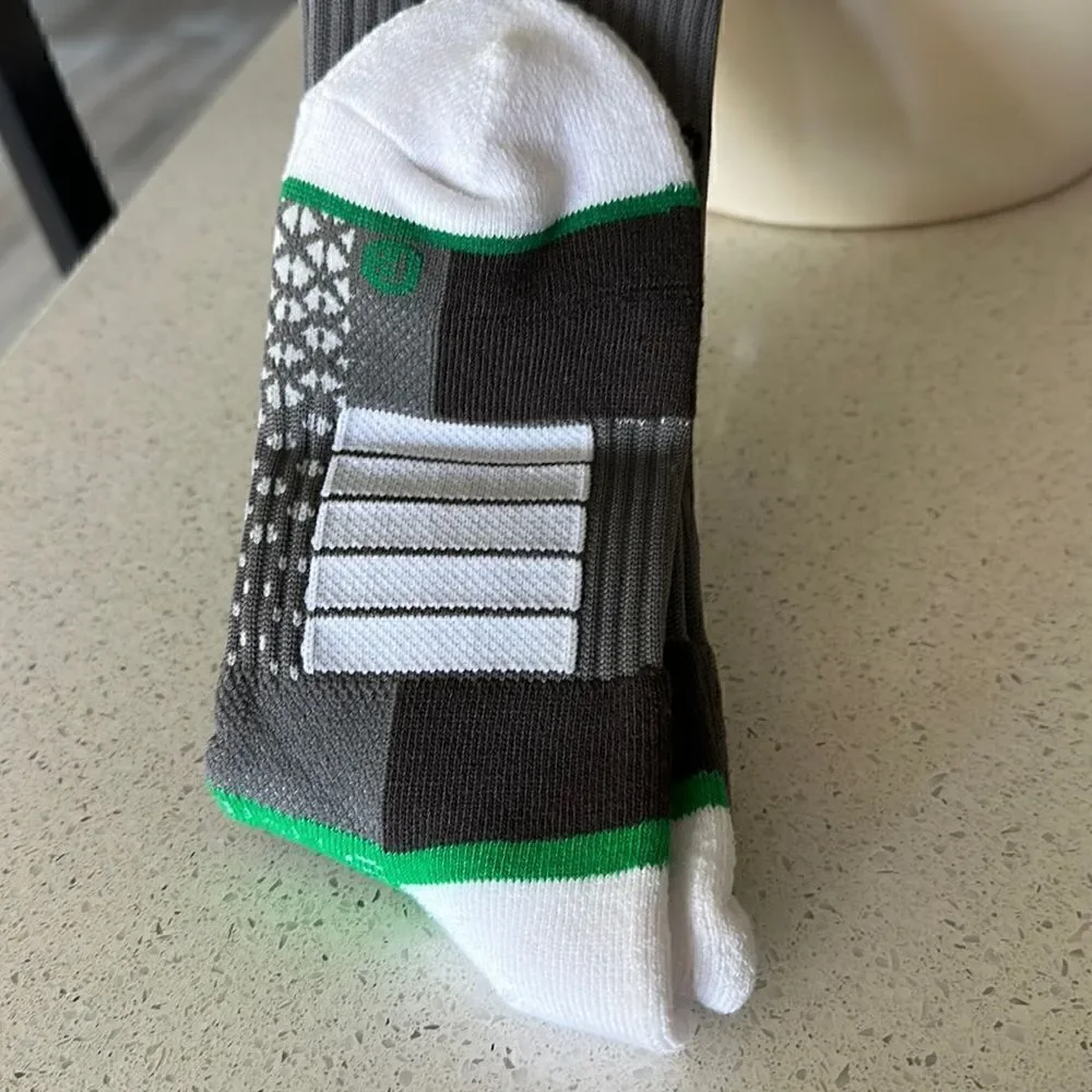 NWT University of North Texas Strideline Gray Socks M/L Knit Striped Crew Sports